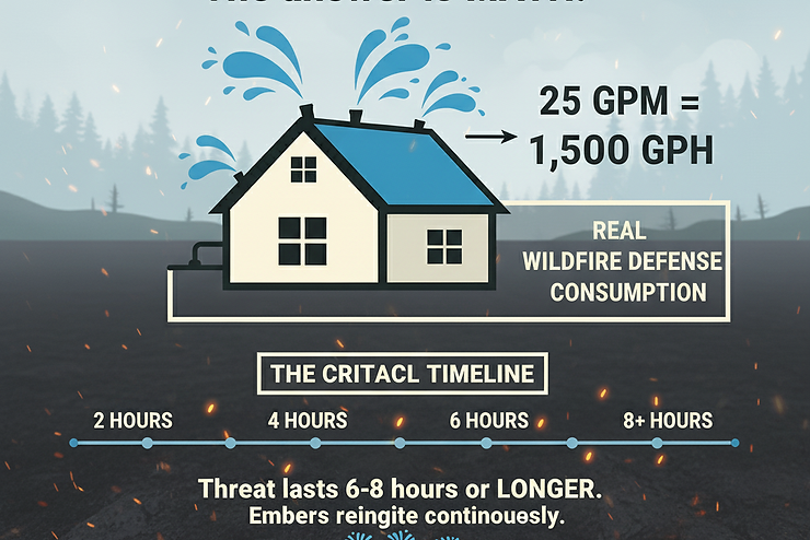 Water consumption for wildfire defense systems