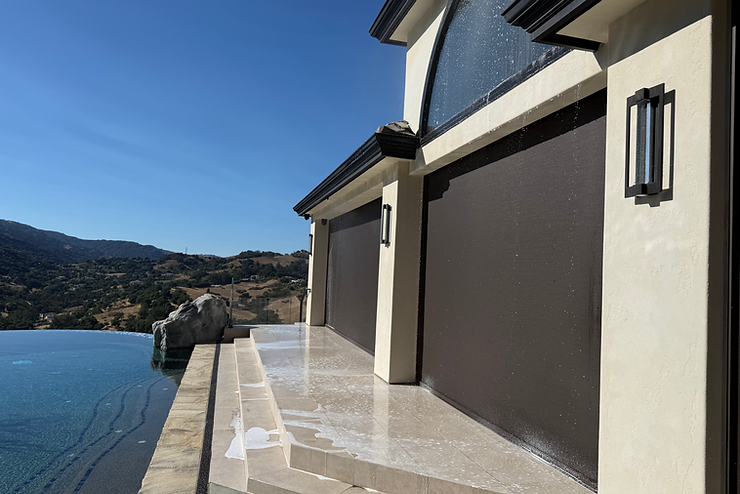 Bay Area Exterior Sprinklers System supplied by pool water.