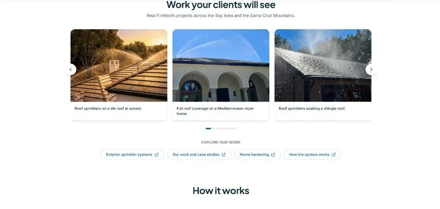 Real FireRoofs projects: exterior fire sprinklers on tile and shingle roofs