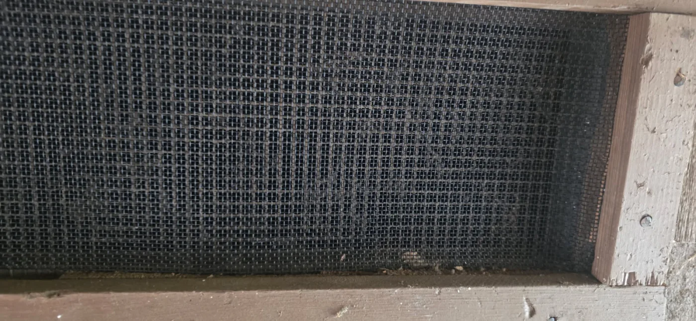 Close-up of the 304 stainless steel ember mesh weave that blocks wind-driven embers.